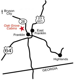 Oak Grove Cabins & Cottages map